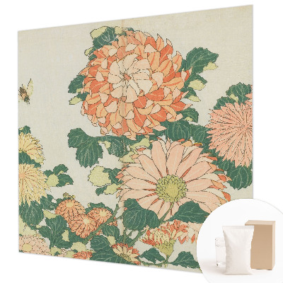 Vliesbehang fotobehang met chrysantenbloemen
