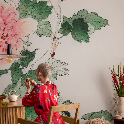 Fotobehang met subtiele bloemen