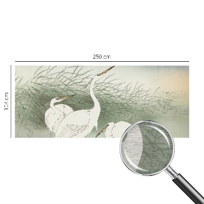 Behang met print met een print van reigers in het gras