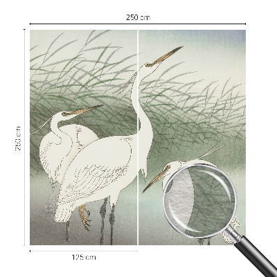 Behang met print Reigers in het gras