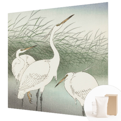 Behang met print met een print van reigers in het gras