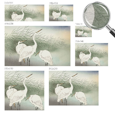 Behang met print met een print van reigers in het gras