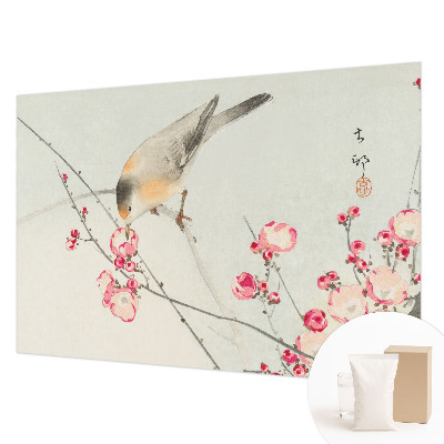 Fotobehang op maat met bloem- en vogeldessin