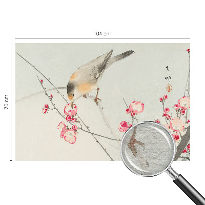 Fotobehang op maat met bloem- en vogeldessin