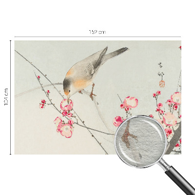 Fotobehang op maat met bloem- en vogeldessin
