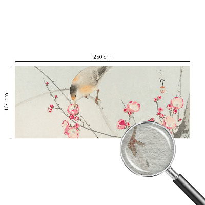 Fotobehang op maat met bloem- en vogeldessin