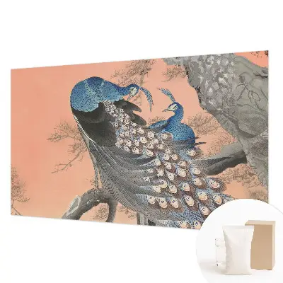 Fotobehang naadloos met het pauwenmotief in elegante stijl