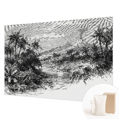 Fotobehang slaapkamer met een exotisch panoramisch motief