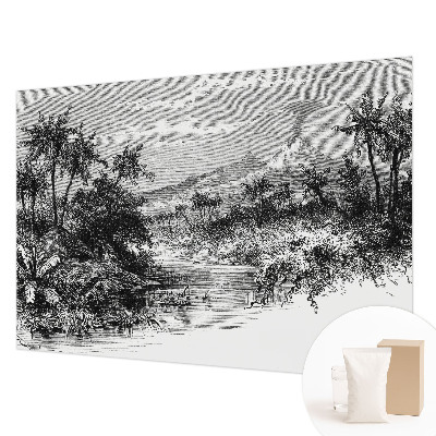 Fotobehang slaapkamer met een exotisch panoramisch motief