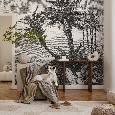 Fotobehang voor slaapkamer met een tropische oase