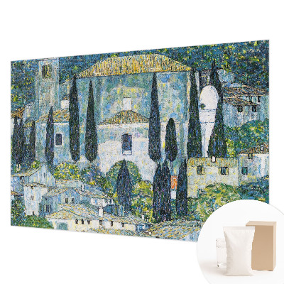 Modern fotobehang met illustratie van cipressenhuizen