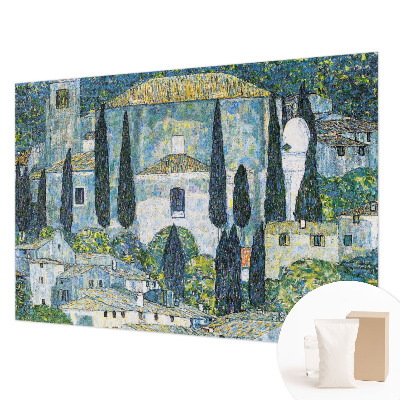 Modern fotobehang met illustratie van cipressenhuizen