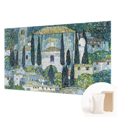 Modern fotobehang met illustratie van cipressenhuizen