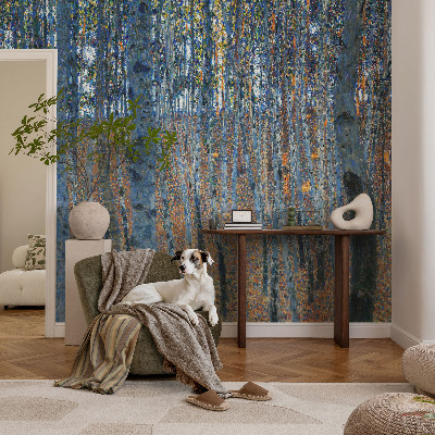 Modern fotobehang voor de woonkamer met een berkenbosmotief