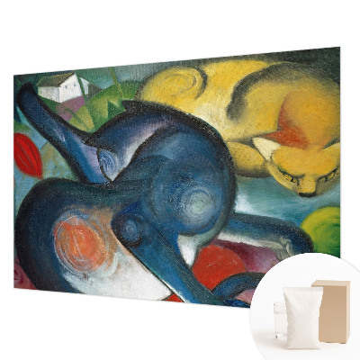Uniek fotobehang met kattenkunst als decoratie