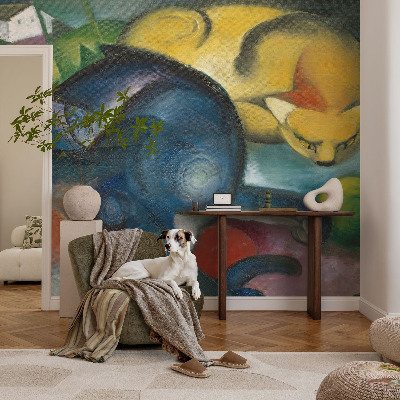 Uniek fotobehang met kattenkunst als decoratie