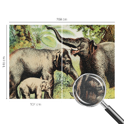 Vliesbehang fotobehang woonkamer met een print van familieolifanten