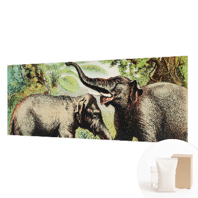Vliesbehang fotobehang woonkamer met een print van familieolifanten
