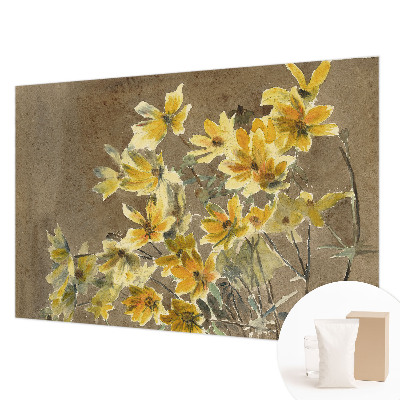 Behang met print met een zonnig boeket als dessin