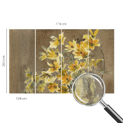 Behang met print met een zonnig boeket als dessin