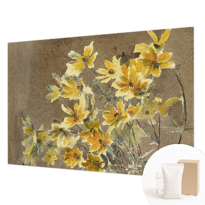 Behang met print met een zonnig boeket als dessin