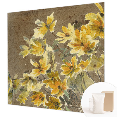Behang met print met een zonnig boeket als dessin