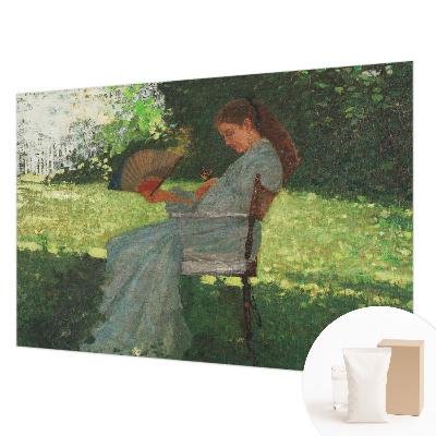 Fotobehang woonkamer in zomerachtige kleuren met een harmonieuze uitstraling