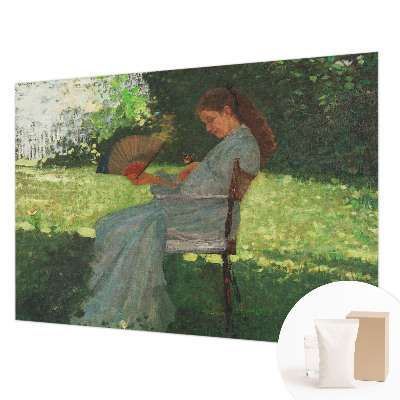 Fotobehang woonkamer in zomerachtige kleuren met een harmonieuze uitstraling