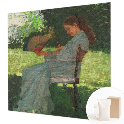 Fotobehang woonkamer in zomerachtige kleuren met een harmonieuze uitstraling