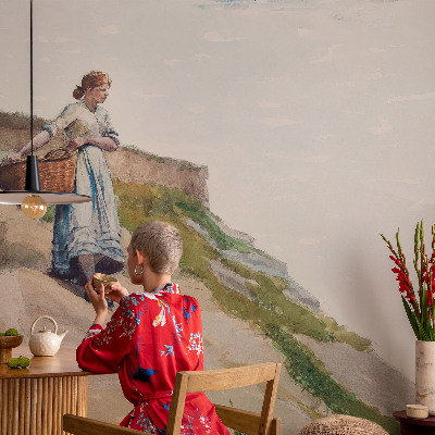 Fotobehang slaapkamer met vrouwelijk landschap als ontwerp
