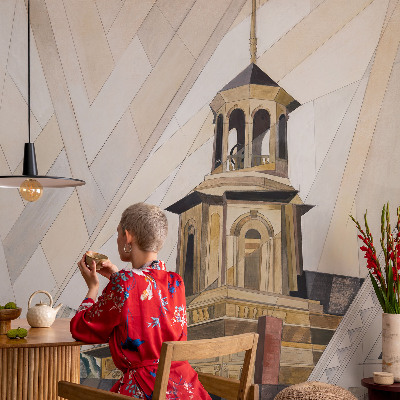 Fotobehang voor de woonkamer met een architectonische toren als print