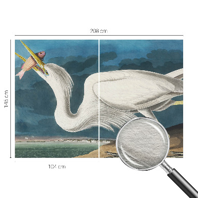 Fotobehang naadloos met een vogel die een vis vasthoudt