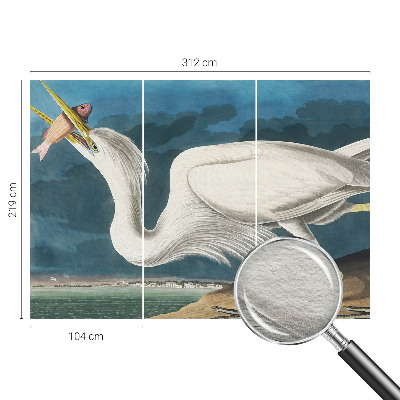 Fotobehang naadloos met een vogel die een vis vasthoudt