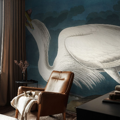 Fotobehang naadloos met een vogel die een vis vasthoudt