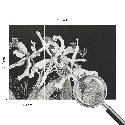 Groot fotobehang met een illustratie van een orchidee