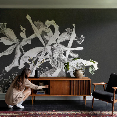 Groot fotobehang met een illustratie van een orchidee