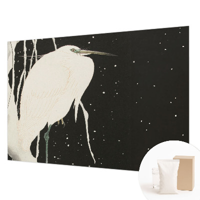 Vlies fotobehang met een print van een wintervogel