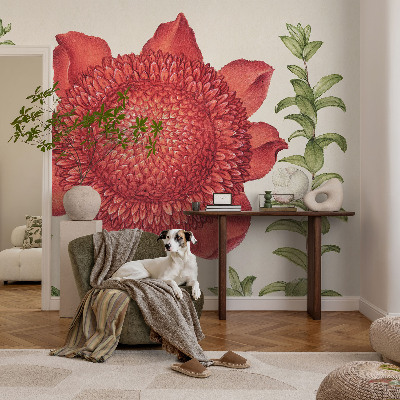 Fotobehang slaapkamer met een bloemig en elegant ontwerp