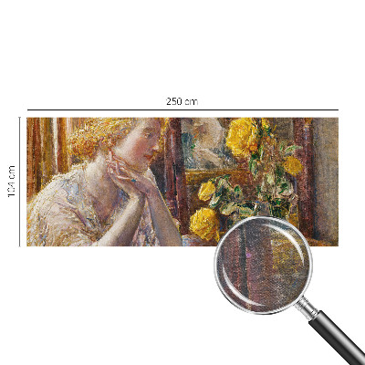 Vliesbehang fotobehang woonkamer Vrouw met rozen