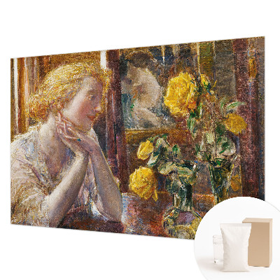 Vliesbehang fotobehang woonkamer Vrouw met rozen
