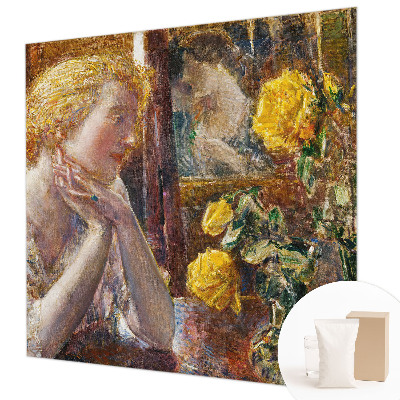 Vliesbehang fotobehang woonkamer Vrouw met rozen
