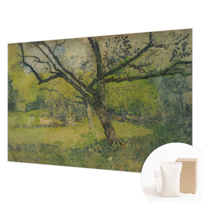 Behang met print met een groen landschap als dessin
