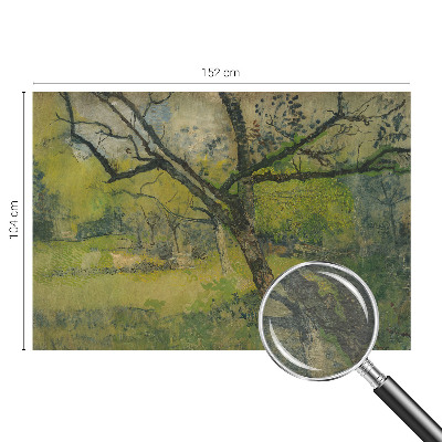 Behang met print met een groen landschap als dessin