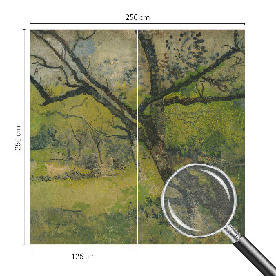 Behang met print met een groen landschap als dessin