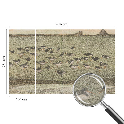 Fotobehang op maat met een patroon van vredige vogels