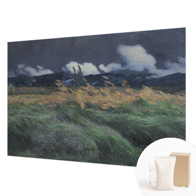 Fotobehang naadloos met een patroon van door de wind meegevoerde grassen