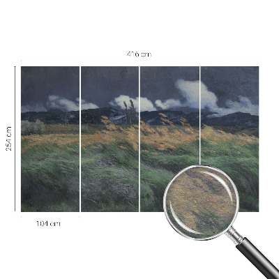 Fotobehang naadloos met een patroon van door de wind meegevoerde grassen
