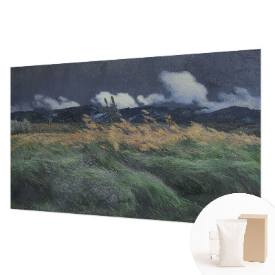 Fotobehang naadloos met een patroon van door de wind meegevoerde grassen