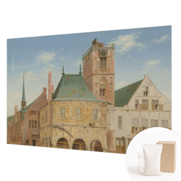 Naadloos fotobehang met motief van een historisch stadhuis