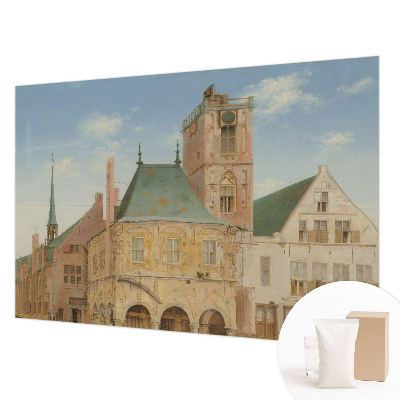 Naadloos fotobehang met motief van een historisch stadhuis